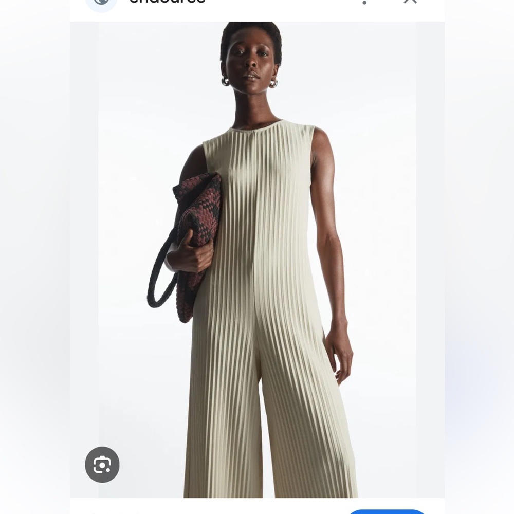 COS sleeveless pleated wide leg jumpsuit- size small